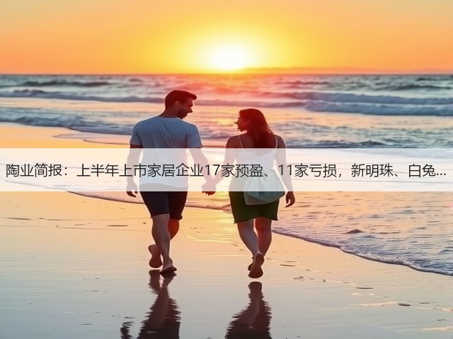 陶业简报:上半年上市家居企业17家预盈、11家亏损,新明珠、白兔...(图1) 陶业简报:上半年上市家居企业17家预盈、11家亏损,新明珠、白兔...(图1)