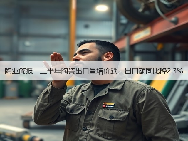 陶业简报:上半年陶瓷出口量增价跌,出口额同比降2.3%(图1) 陶业简报:上半年陶瓷出口量增价跌,出口额同比降2.3%(图1)